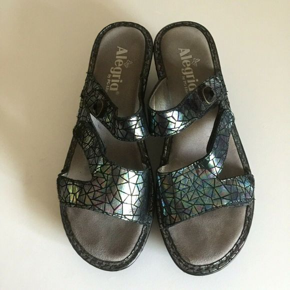 Alegria Loti tectonic Sandal Wedge Slide Slip On 8 - Picture 3 of 7